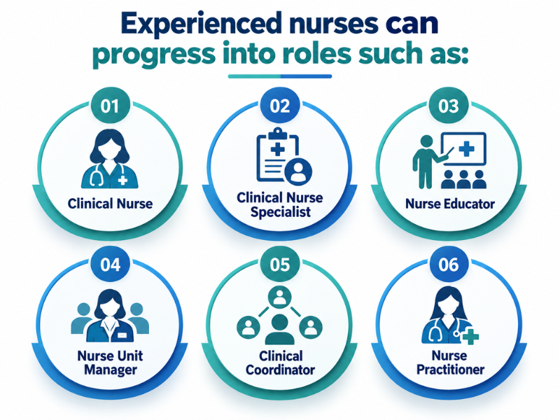 Registered Nurse career progression into specialist and leadership roles